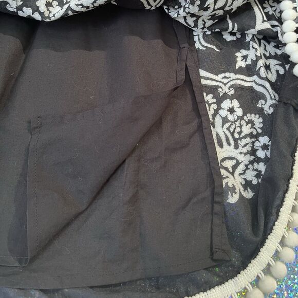 Loft A Line Beaded Pleated Swing Lined Skirt Womens 4 Black White Goth Boho 50s - Picture 5 of 9